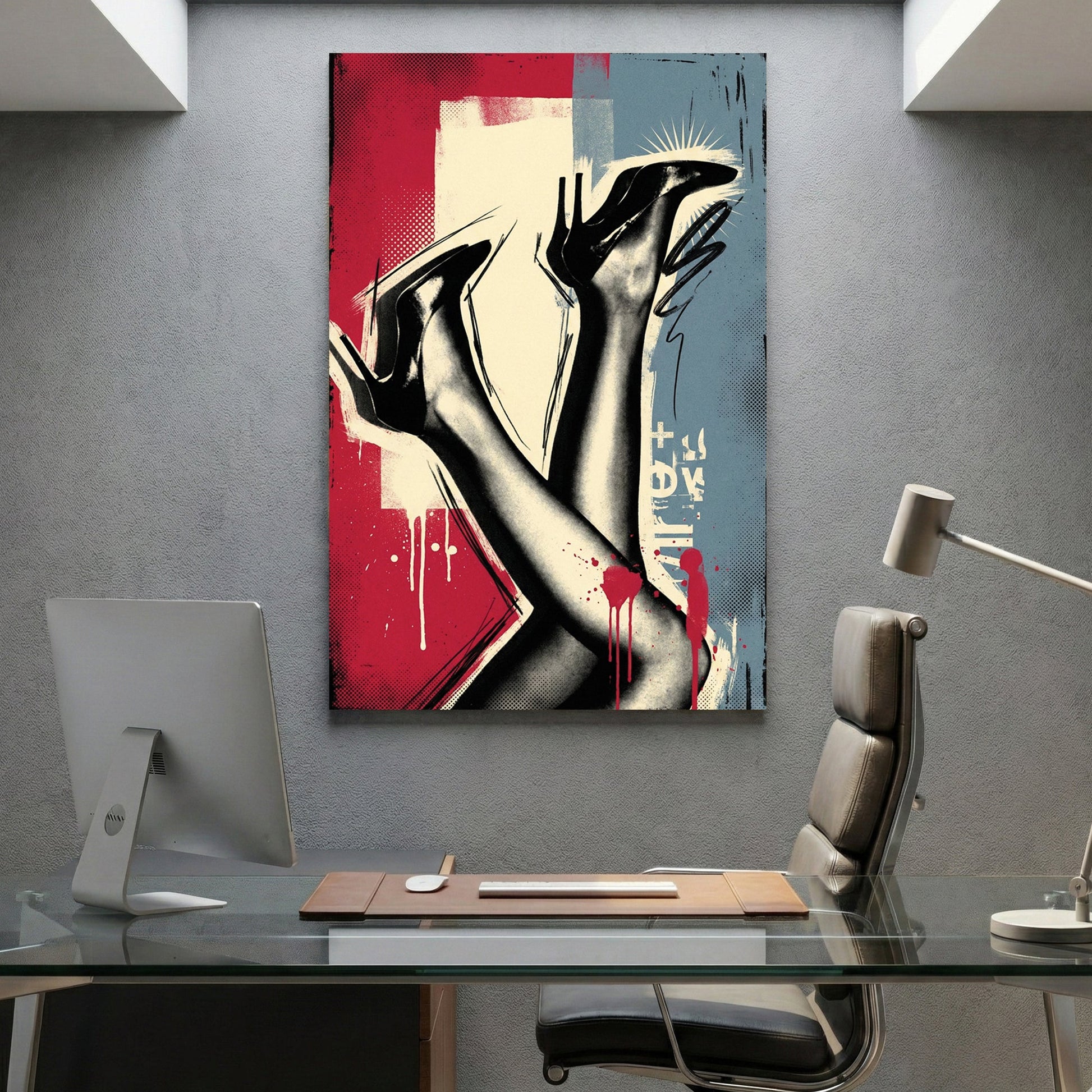 Women's legs in heels pop art illustration with bold colours