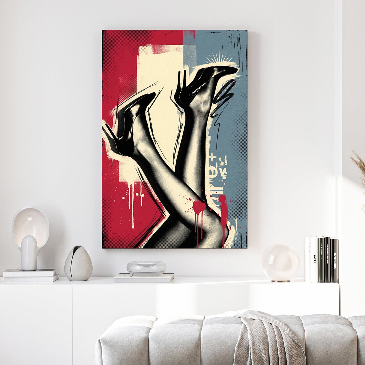 Women's legs in heels pop art illustration with bold colours