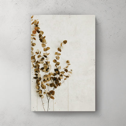 Dried botanical stems and seed pods illustration in warm tones wall art print