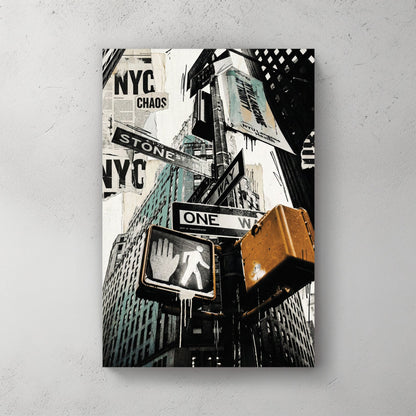 New York City urban landscape with street art typography and architecture wall art print