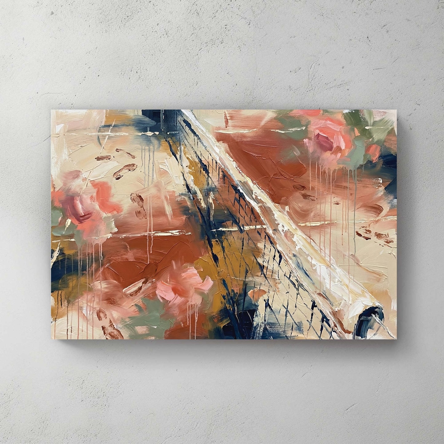 Abstract tennis court mesh watercolour modern art