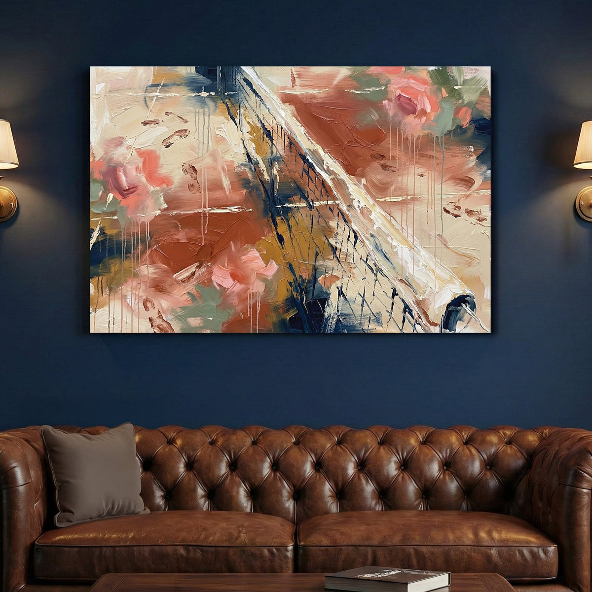 Abstract tennis court mesh watercolour modern art
