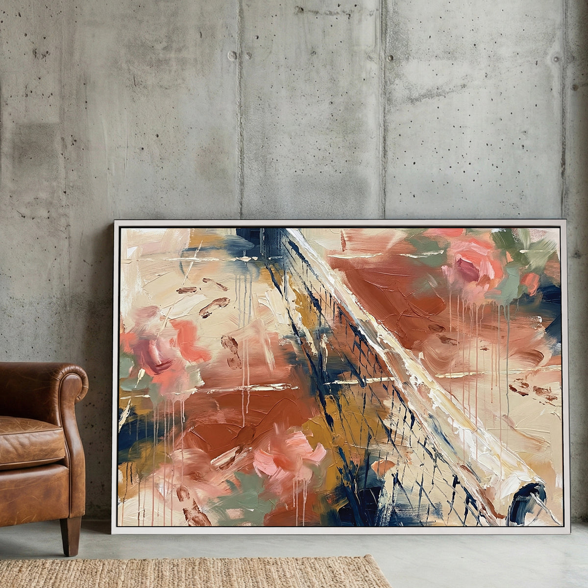 Abstract tennis court mesh watercolour modern art