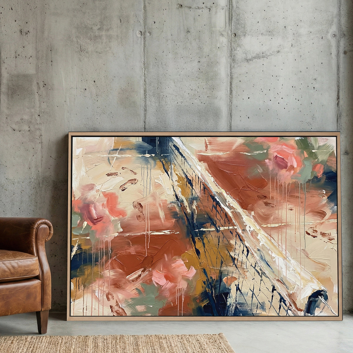 Abstract tennis court mesh watercolour modern art