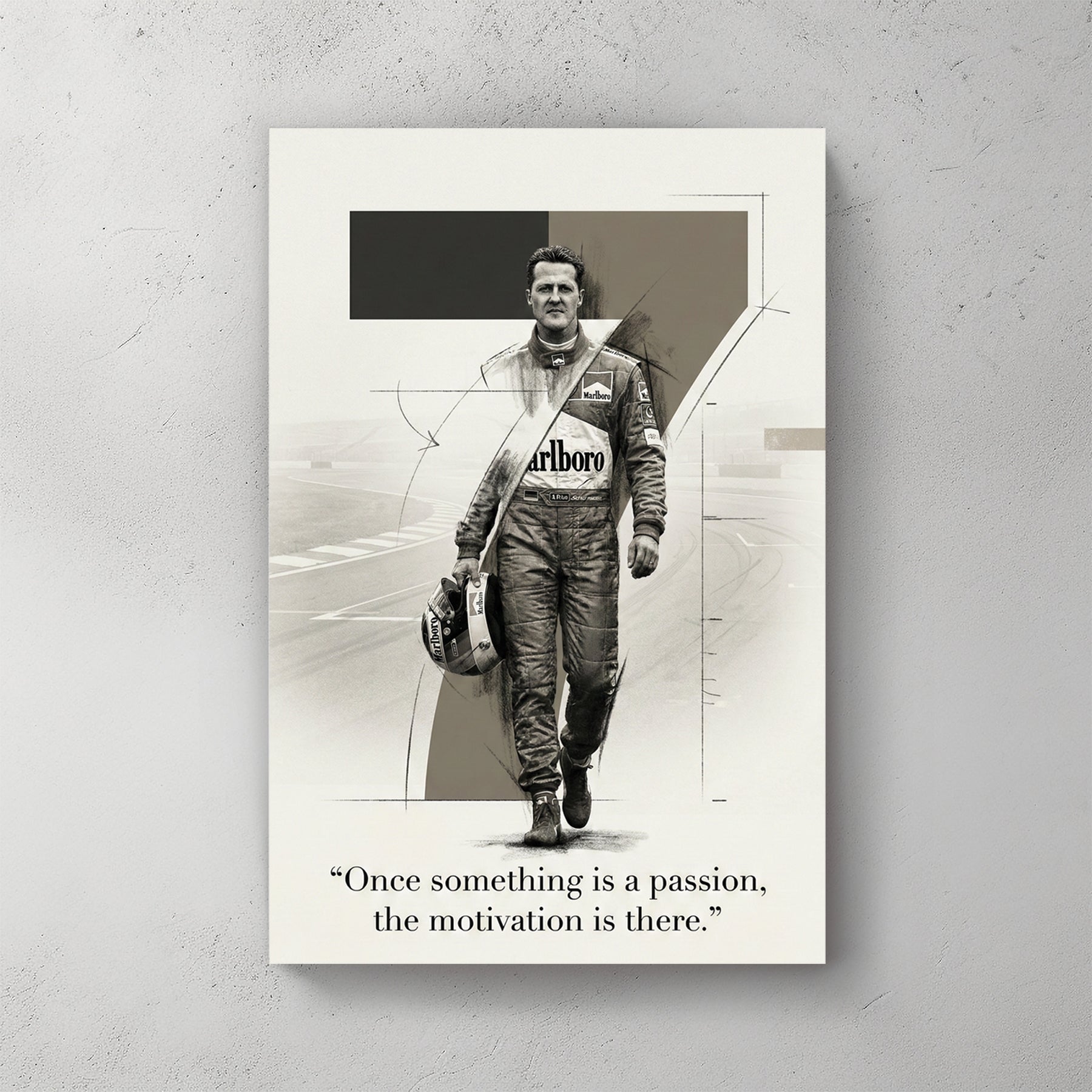 Michael Schumacher F1 racing driver portrait minimalist