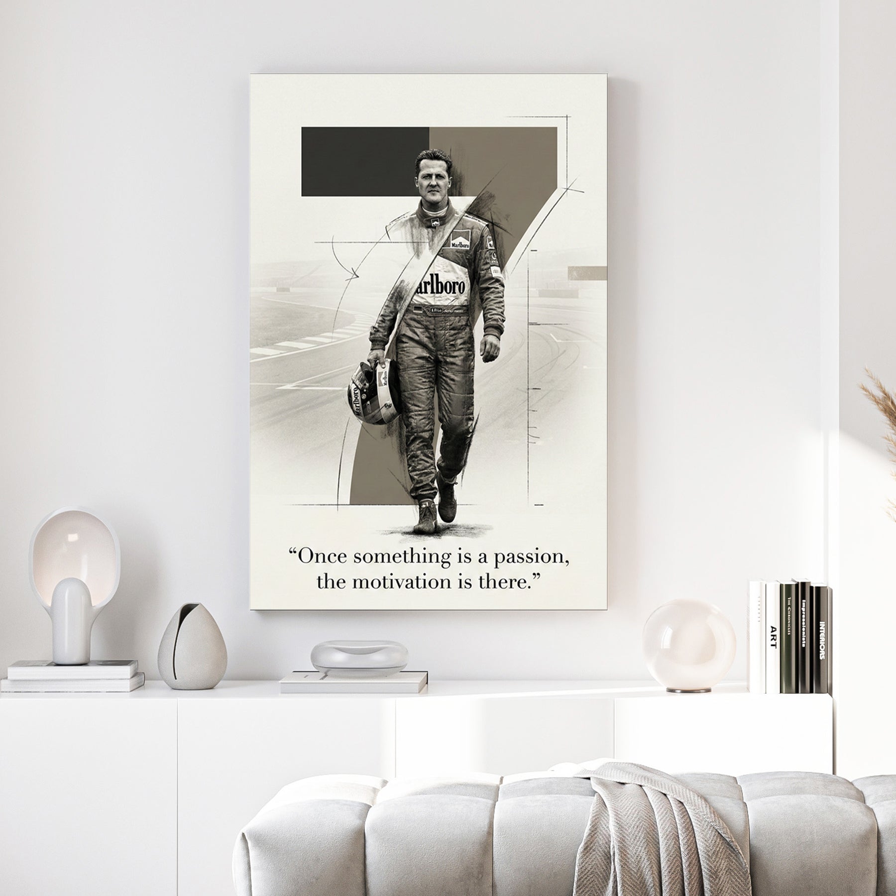Michael Schumacher F1 racing driver portrait minimalist