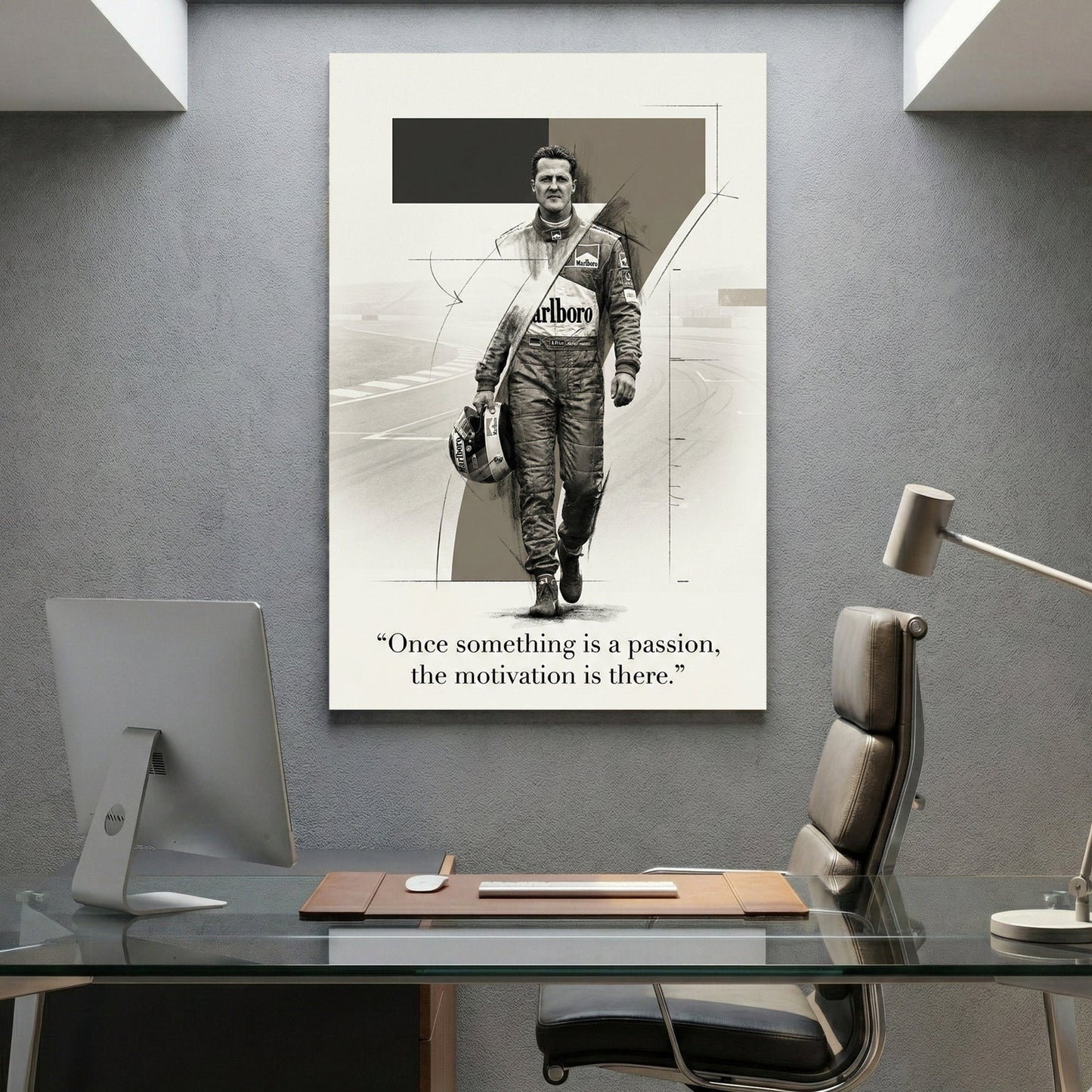 Michael Schumacher F1 racing driver portrait minimalist