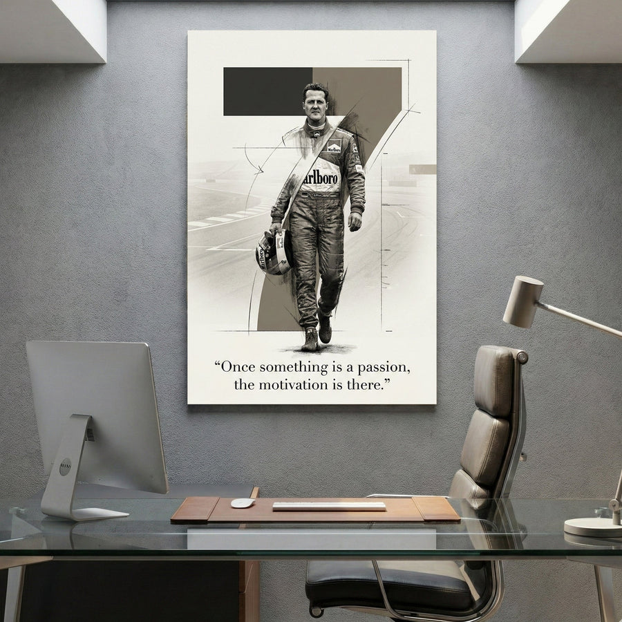 Michael Schumacher F1 racing driver portrait minimalist