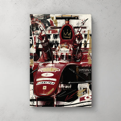 Michael Schumacher F1 red racing car mixed media art