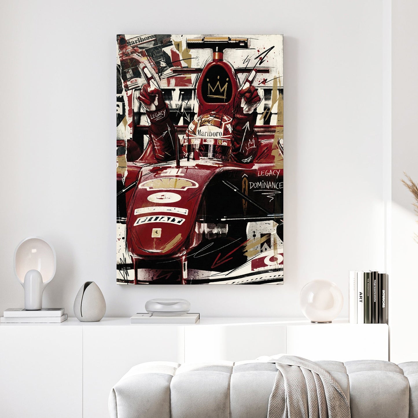 Michael Schumacher F1 red racing car mixed media art