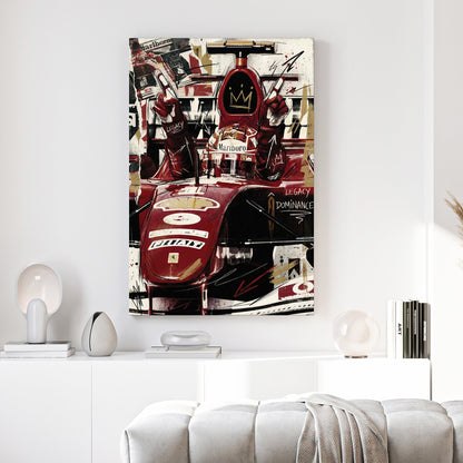 Michael Schumacher F1 red racing car mixed media art