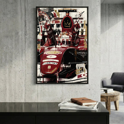 Michael Schumacher F1 red racing car mixed media art