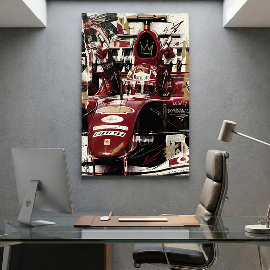 Michael Schumacher F1 red racing car mixed media art