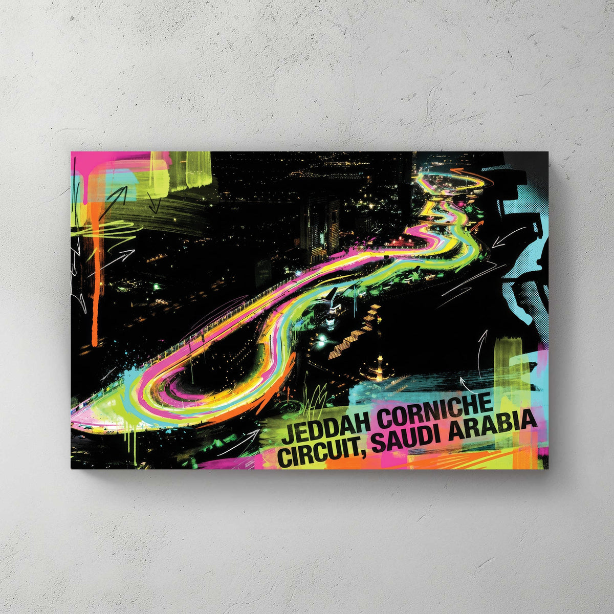 Jeddah Corniche racing circuit neon neon wall art print