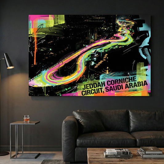 Jeddah Corniche racing circuit neon neon wall art print