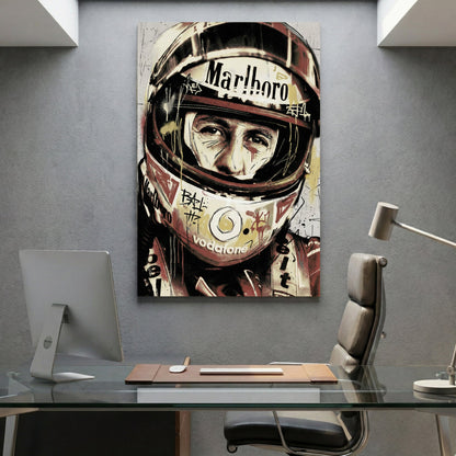 Michael Schumacher in racing helmet urban graphic portrait