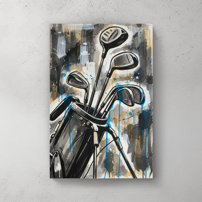 Golf clubs still life mixed media wall art print