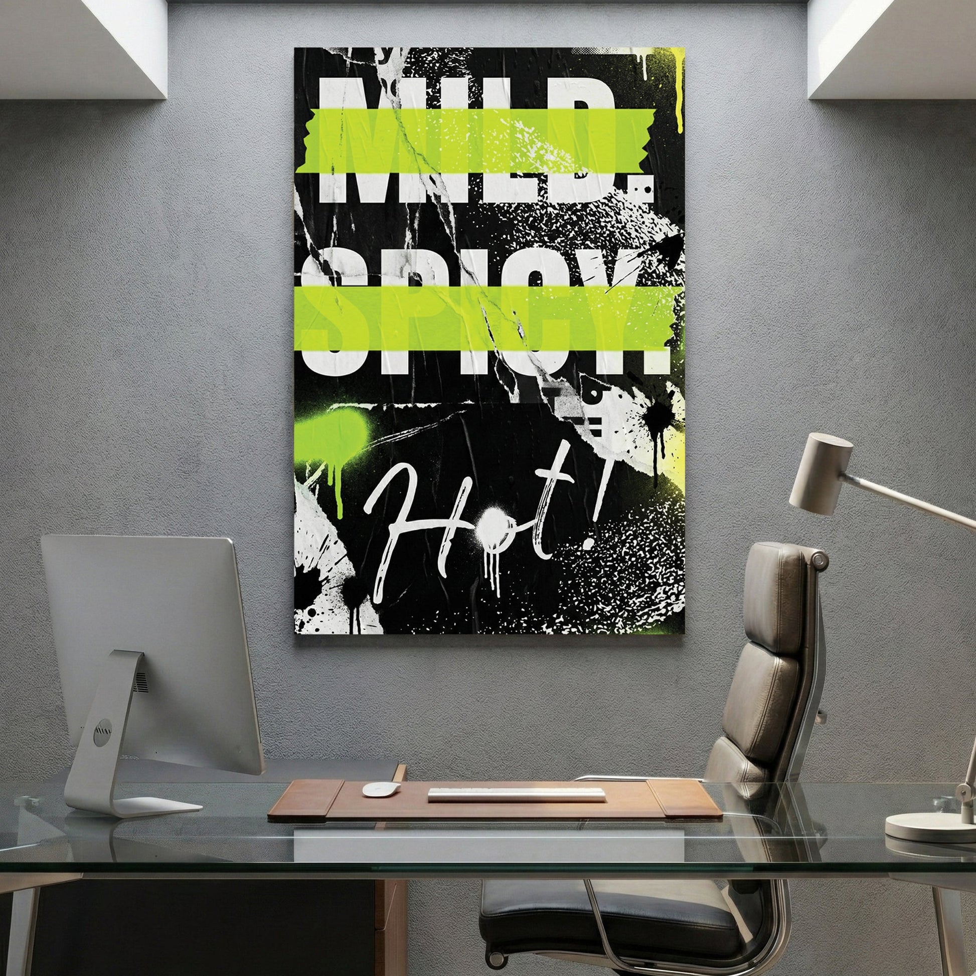 Motivational typography with neon green and graffiti street art