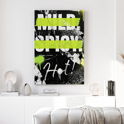 Motivational typography with neon green and graffiti street art