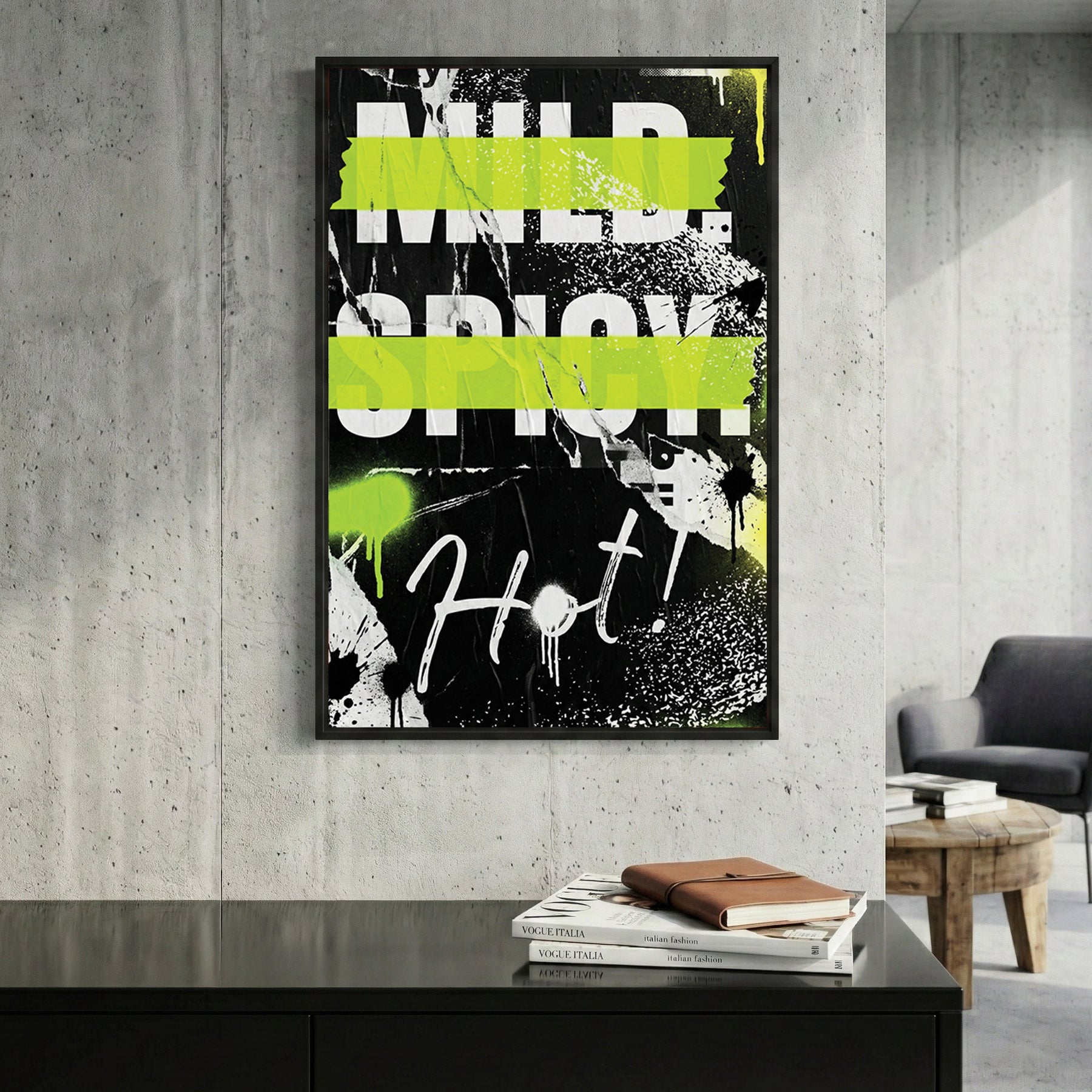 Motivational typography with neon green and graffiti street art