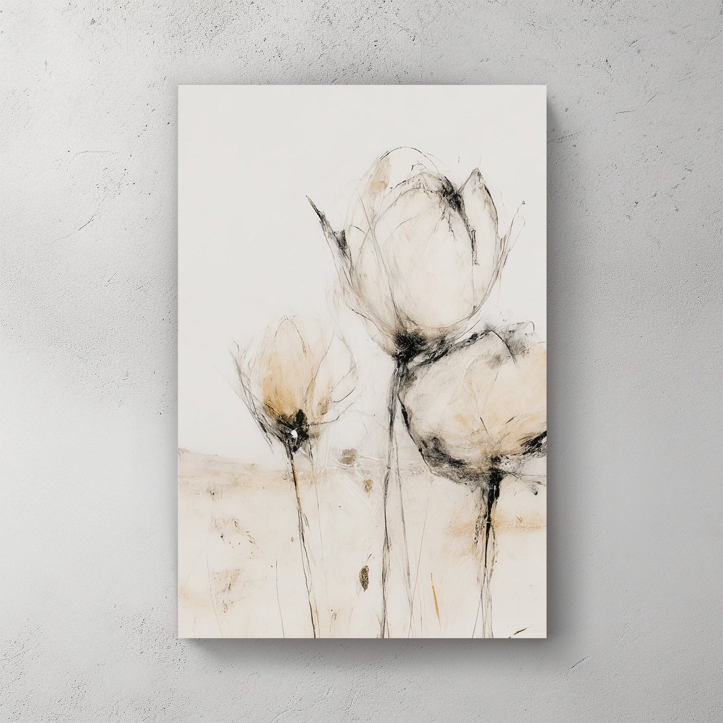 Minimal flowers watercolour botanical cream elegant wall art