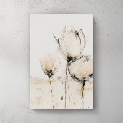 Minimal flowers watercolour botanical cream elegant wall art