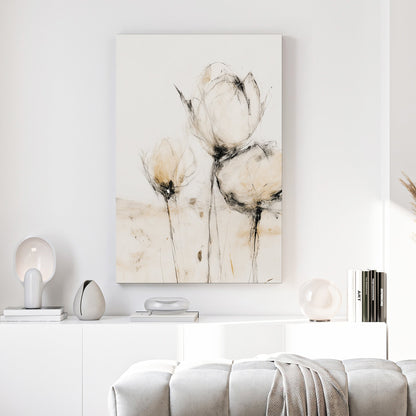Minimal flowers watercolour botanical cream elegant wall art