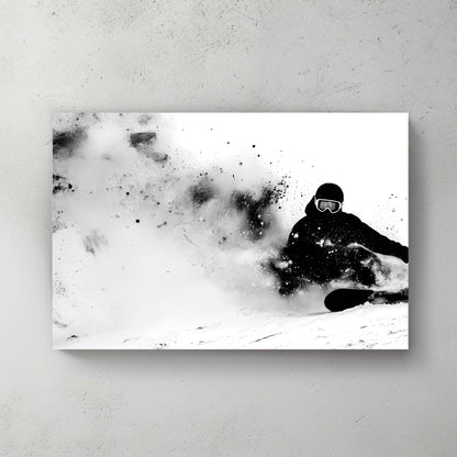 Snowboarder in action carving powder, sketch style wall art