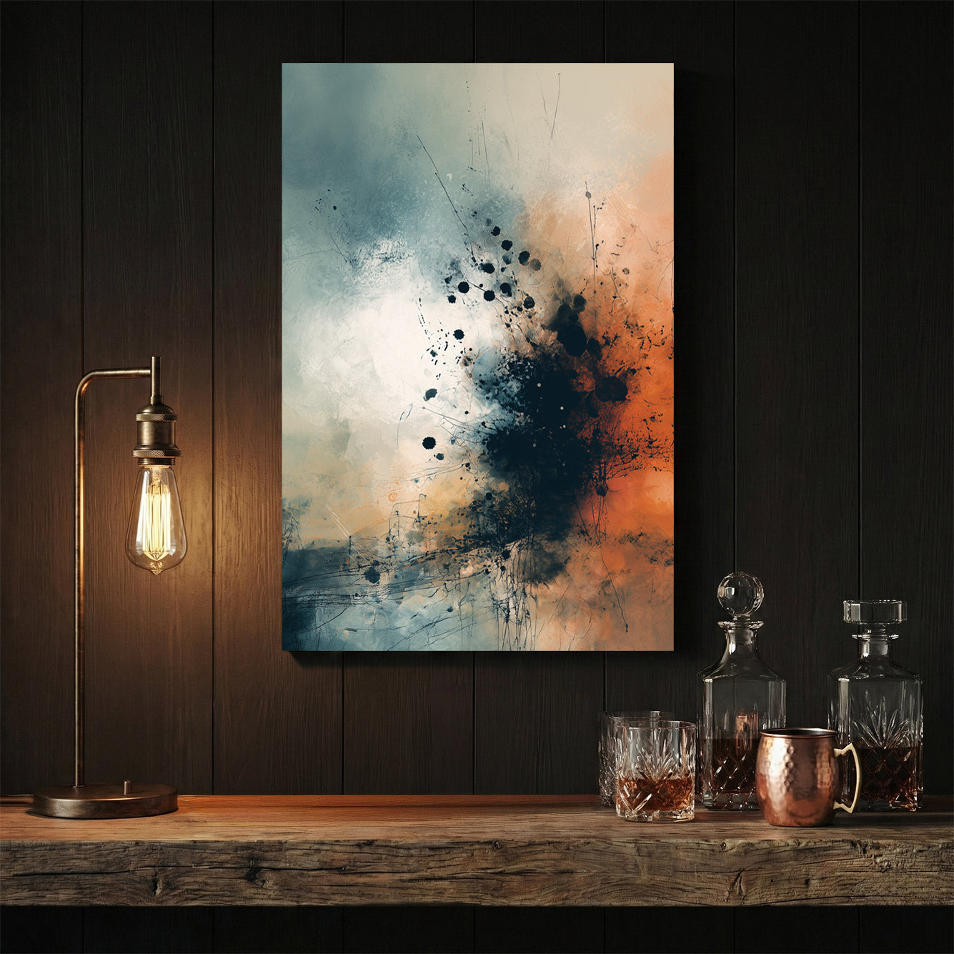 Abstract watercolour shapes in yellow and green with gold accents