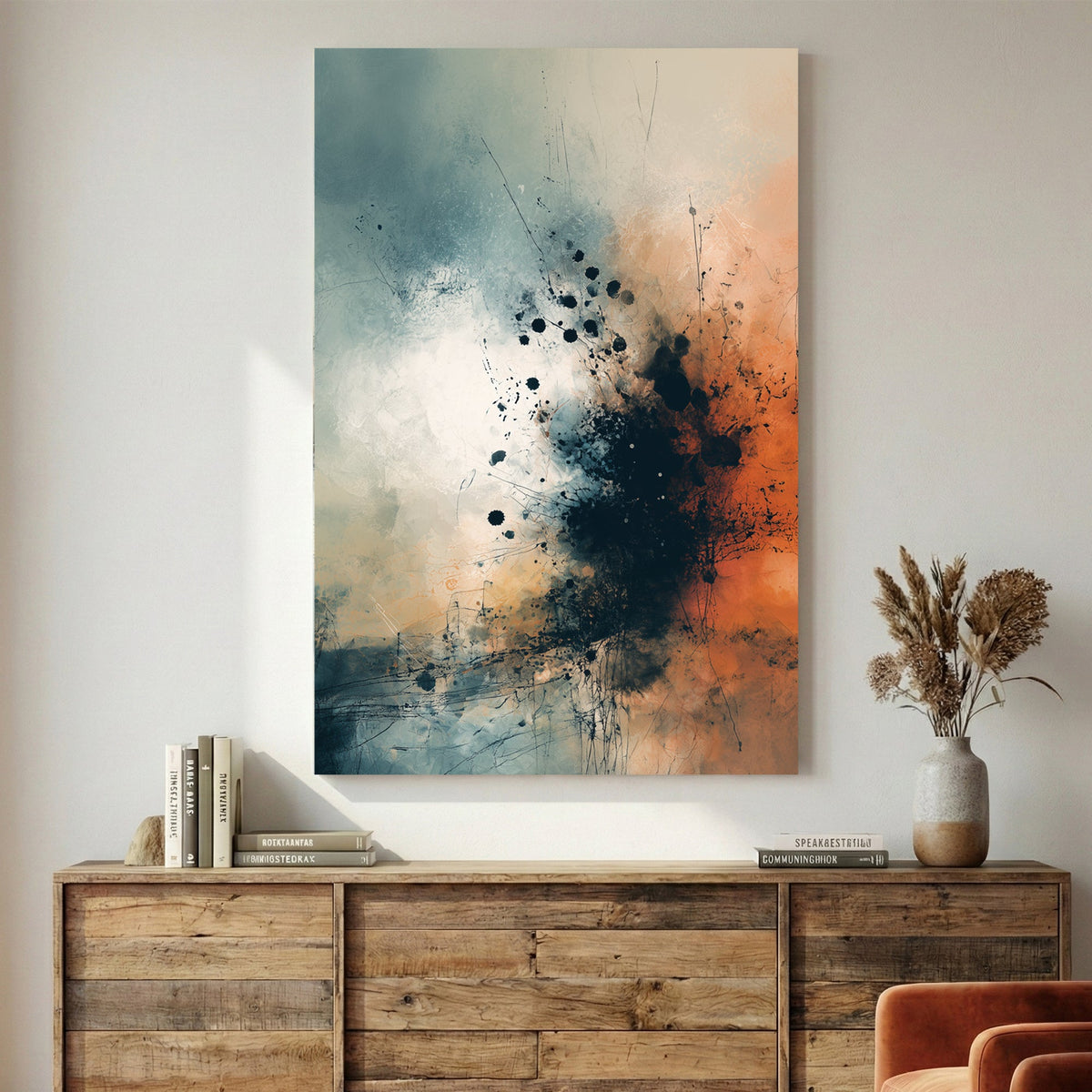 Abstract watercolour shapes in yellow and green with gold accents