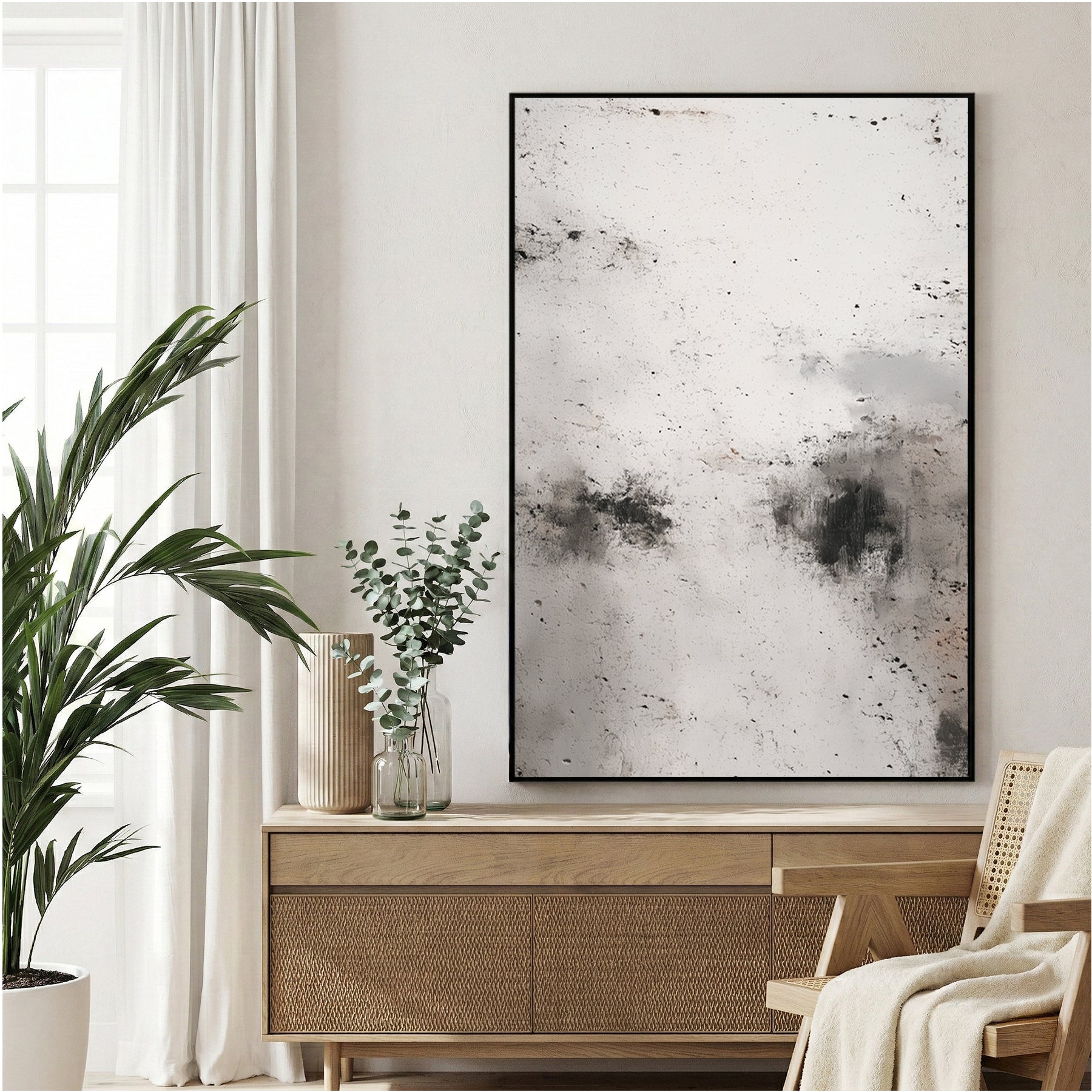 Abstract textured mixed media urban art grey black contemporary
