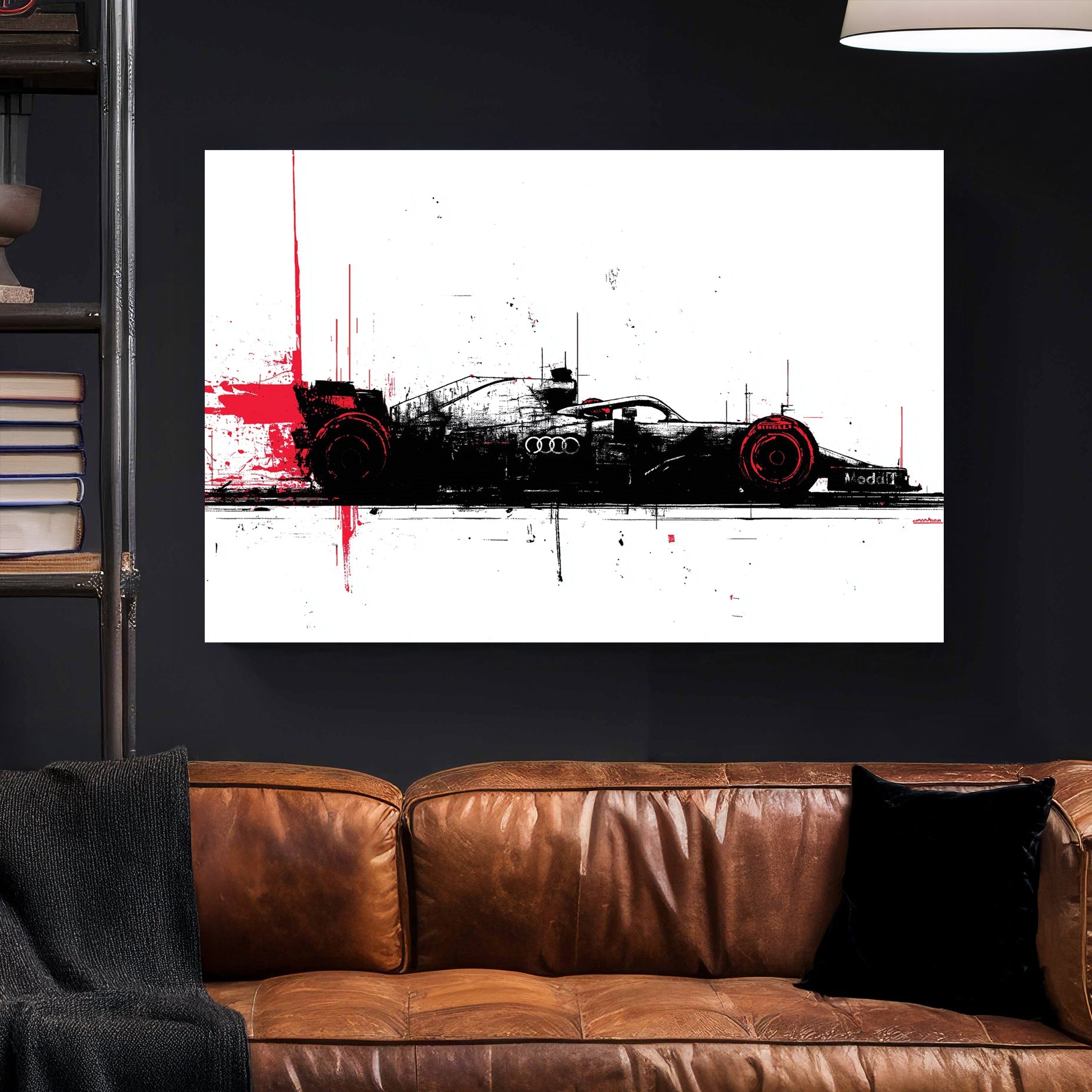 Formula One racing car sketch racing wall art print
