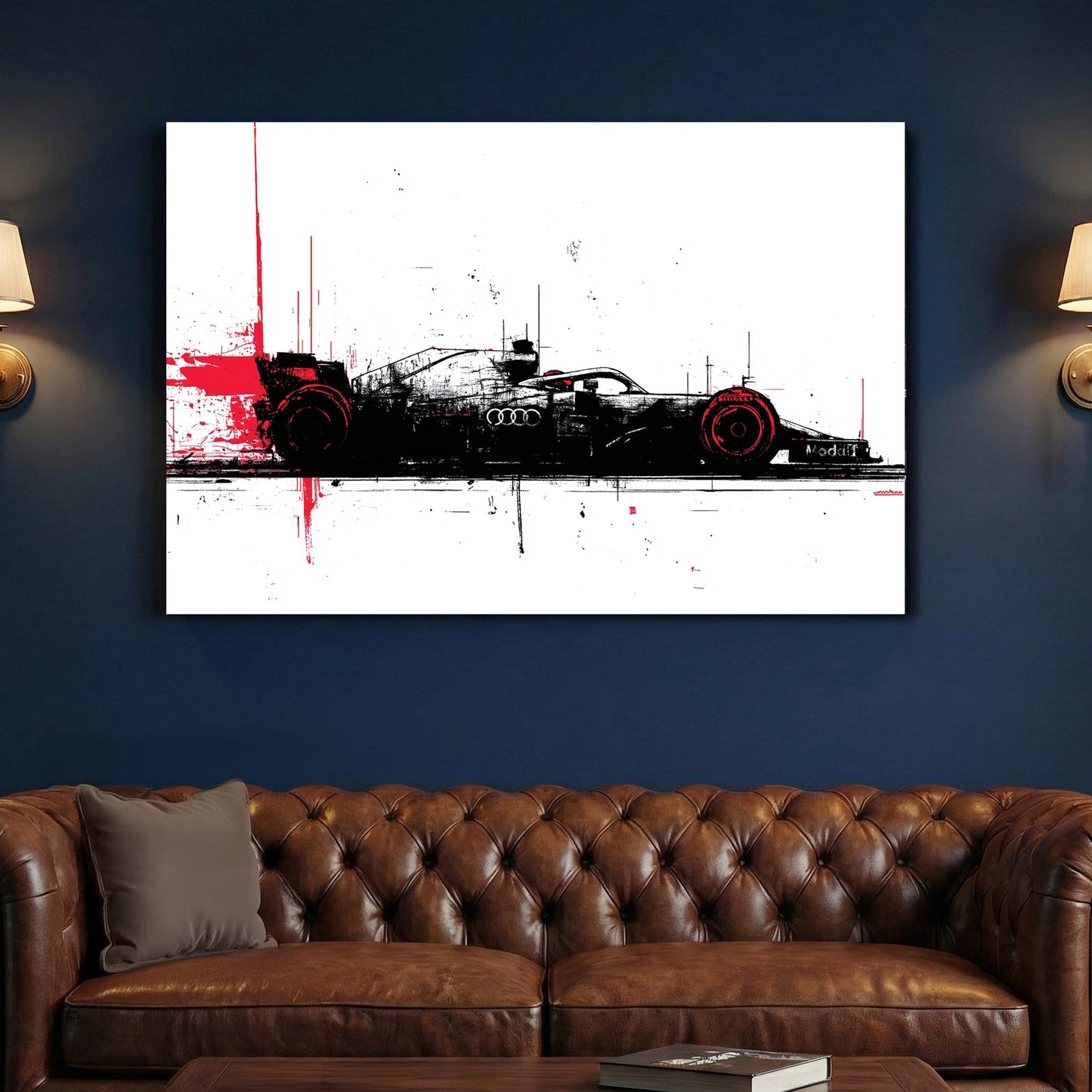 Formula One racing car sketch racing wall art print