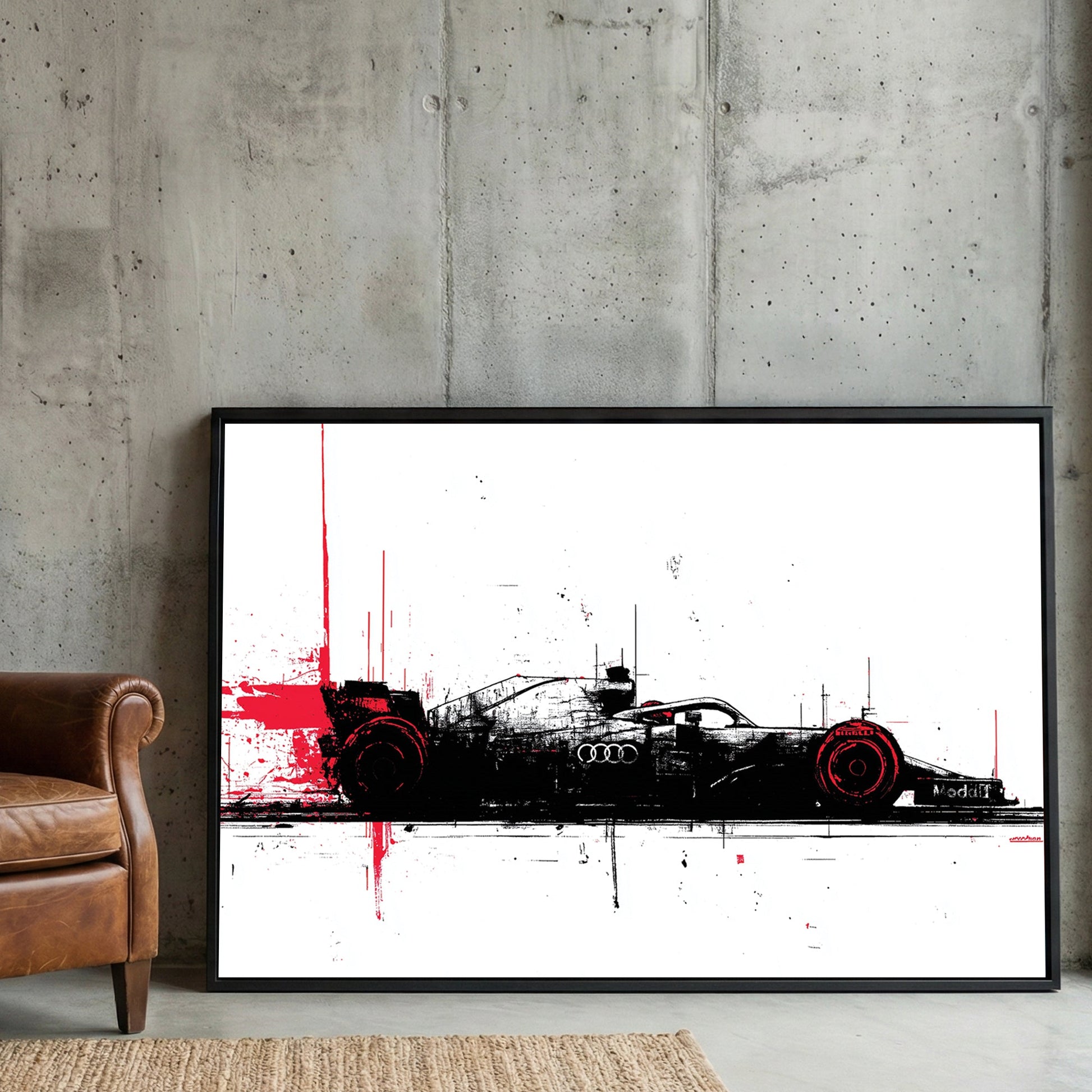 Formula One racing car sketch racing wall art print