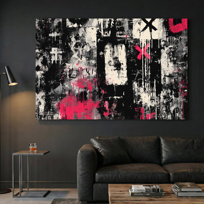 Urban graffiti abstract mixed media bold wall art print
