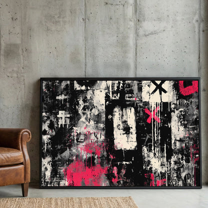 Urban graffiti abstract mixed media bold wall art print
