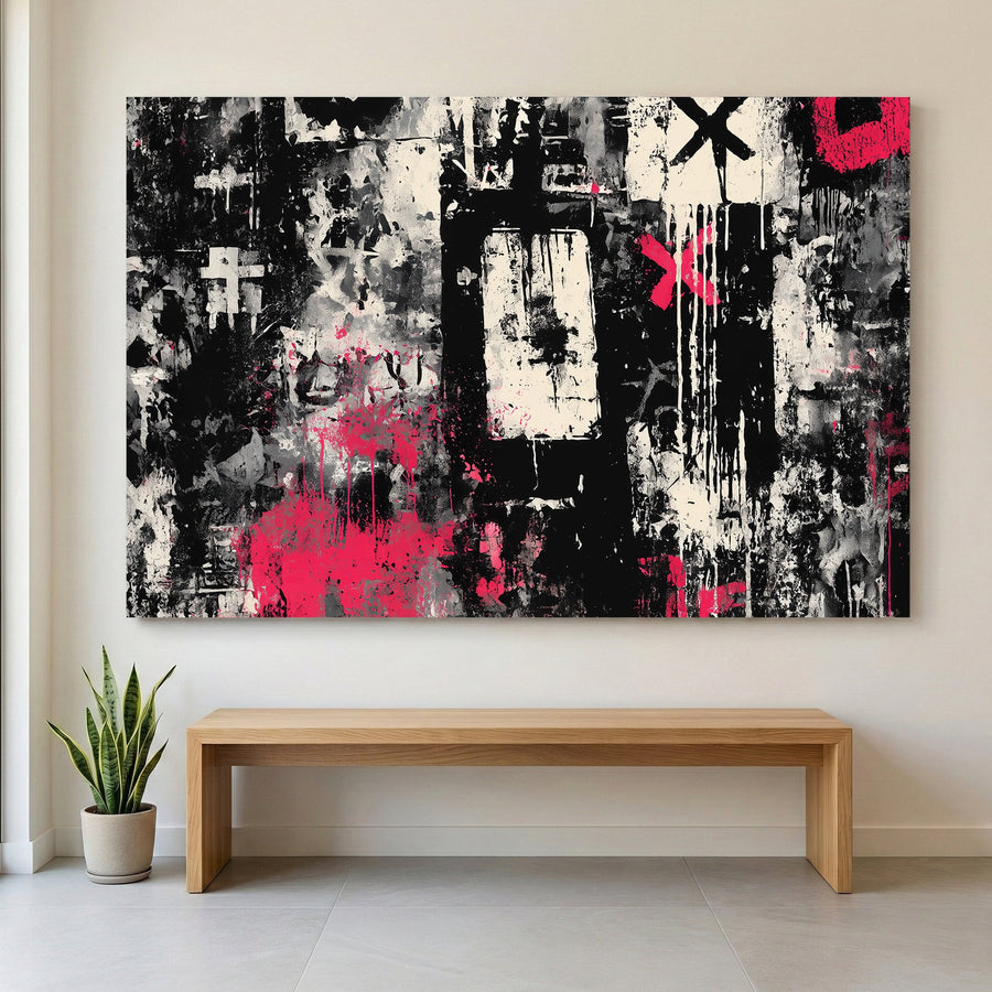 Urban graffiti abstract mixed media bold wall art print