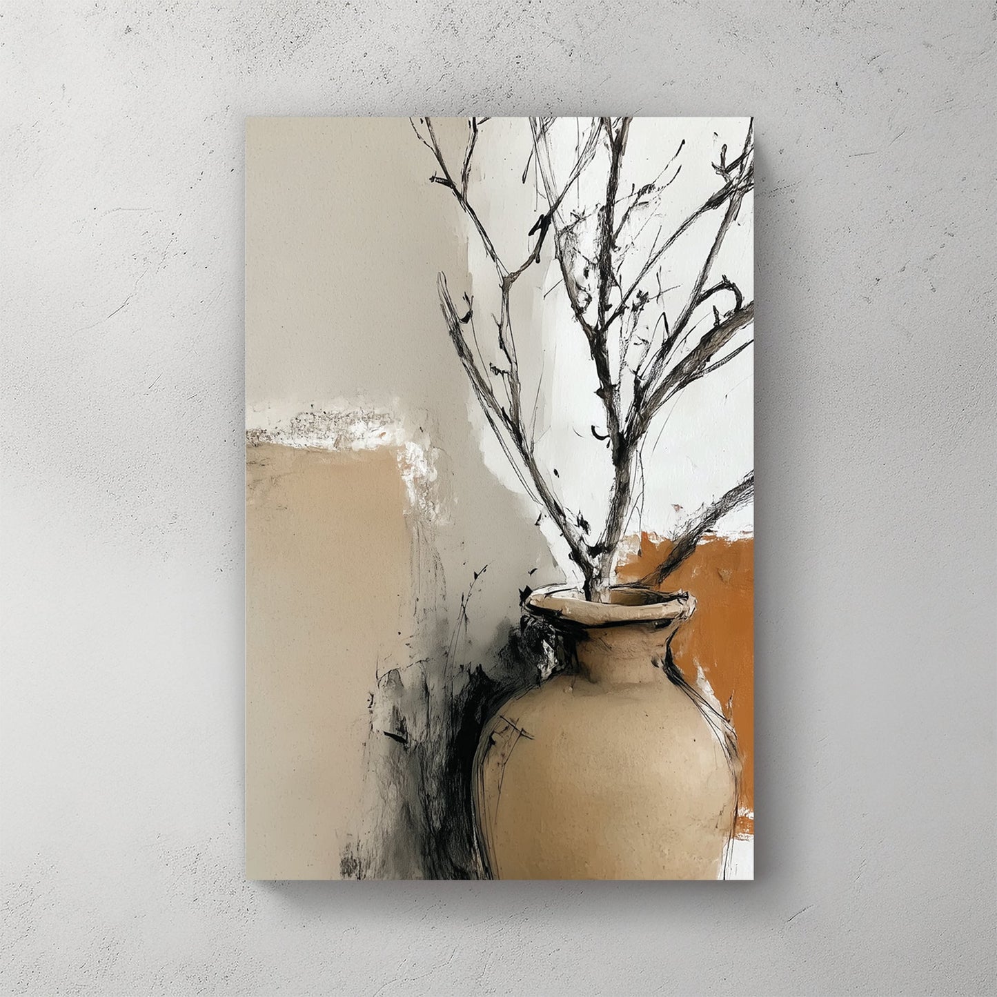 Dried branches vase illustration minimalist wall art print