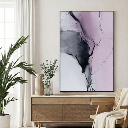 Abstract ink gesture lines on soft pink background