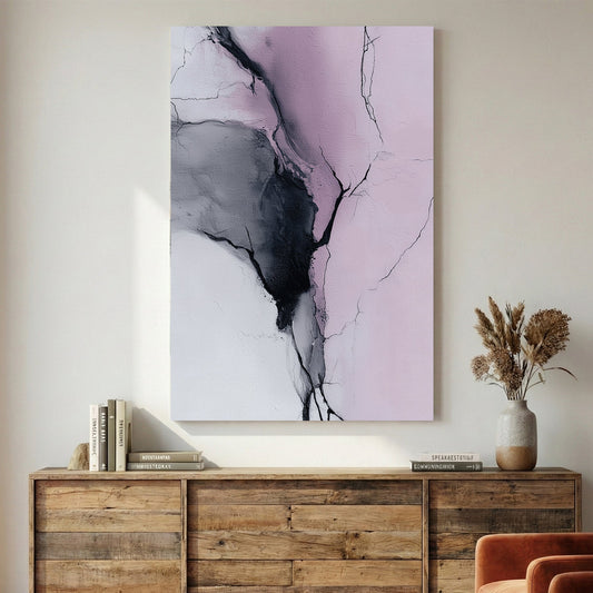 Abstract ink gesture lines on soft pink background