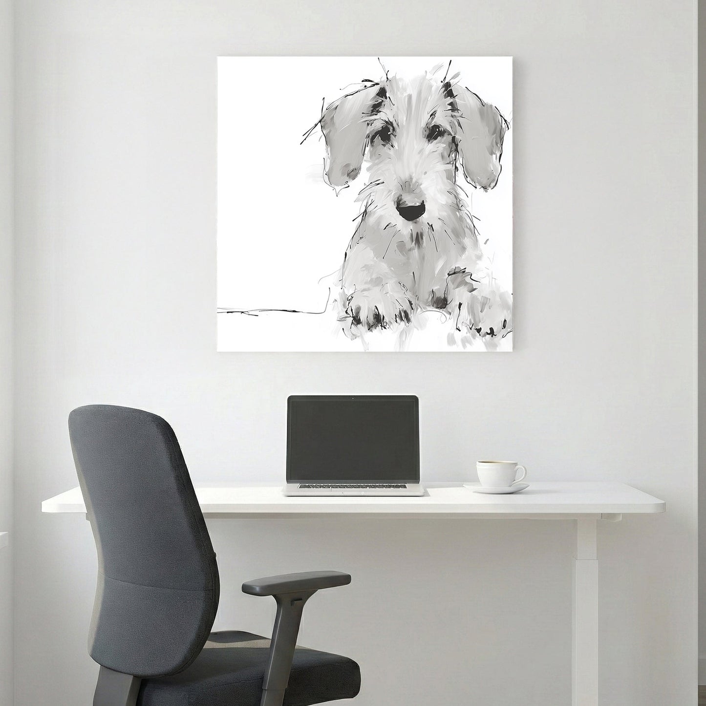 White terrier puppy loose ink sketch portrait dog wall art print