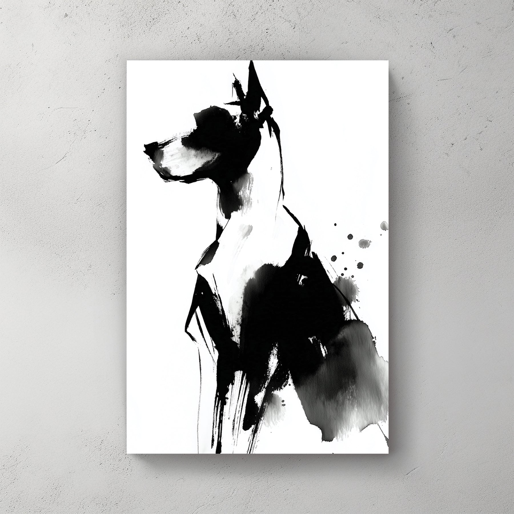 Great Dane dog sketch ink portrait with expressive line work wall art print