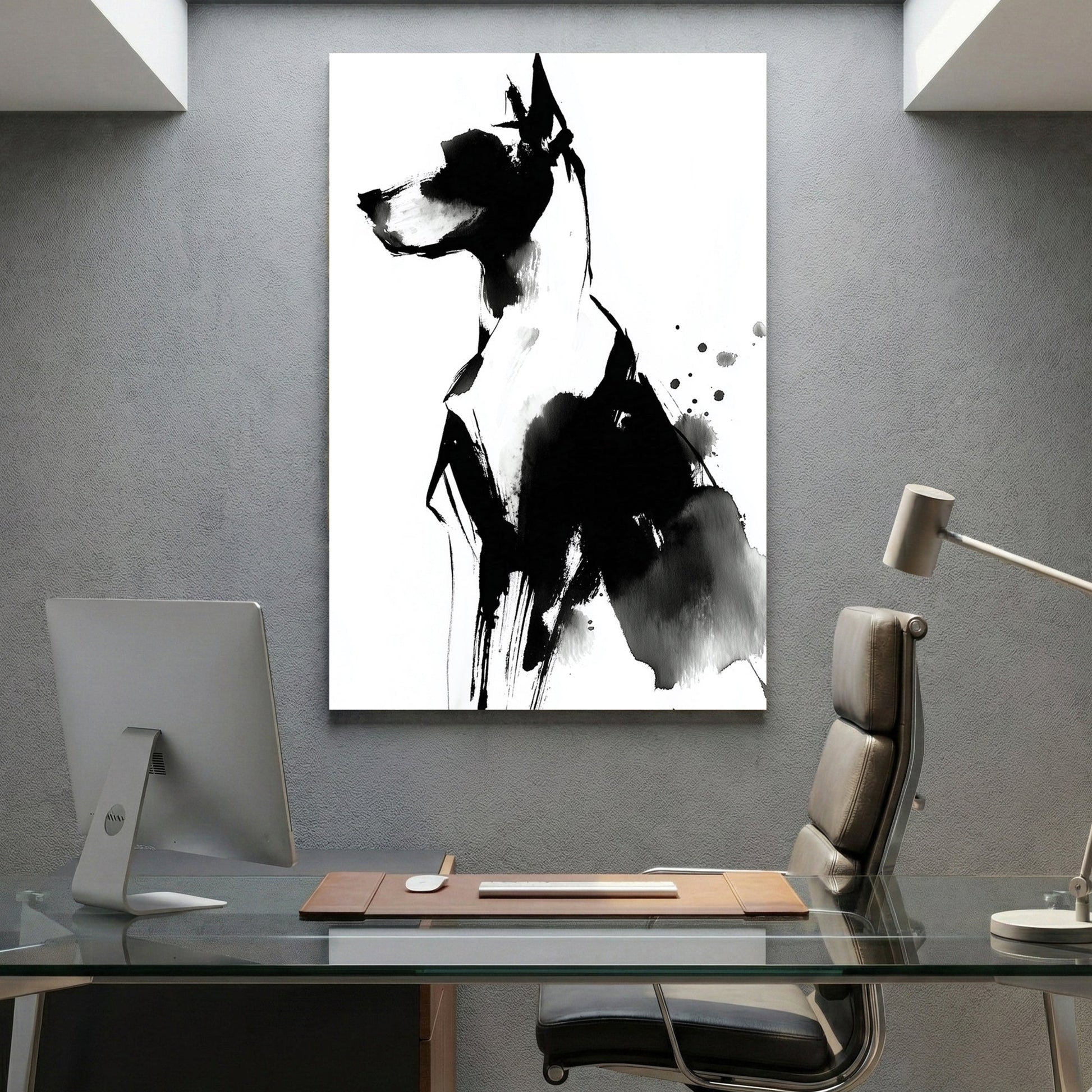 Great Dane dog sketch ink portrait with expressive line work wall art print