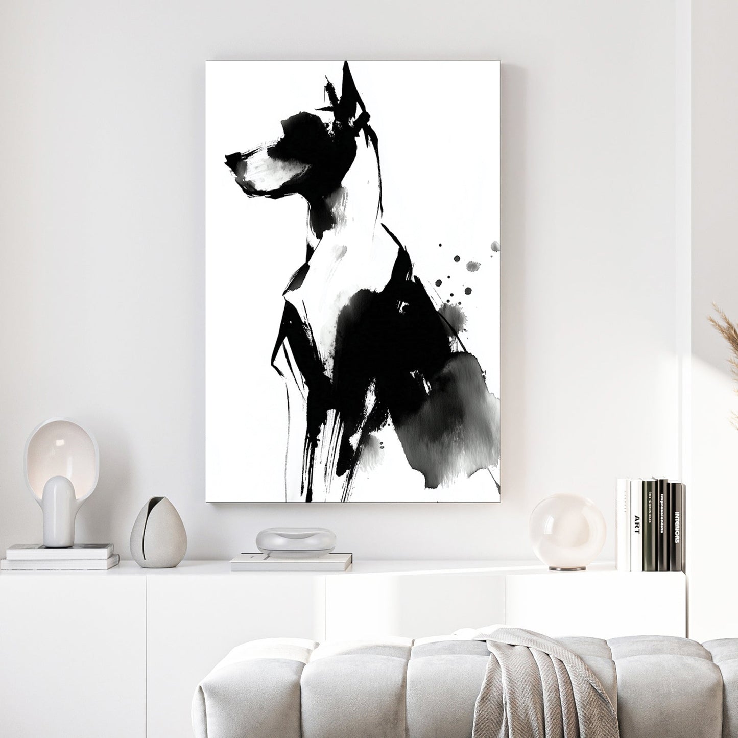Great Dane dog sketch ink portrait with expressive line work wall art print