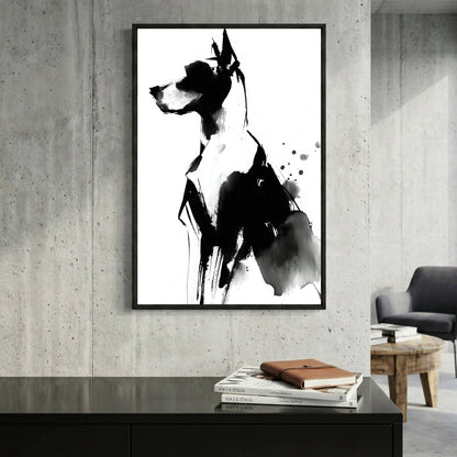 Great Dane dog sketch ink portrait with expressive line work wall art print