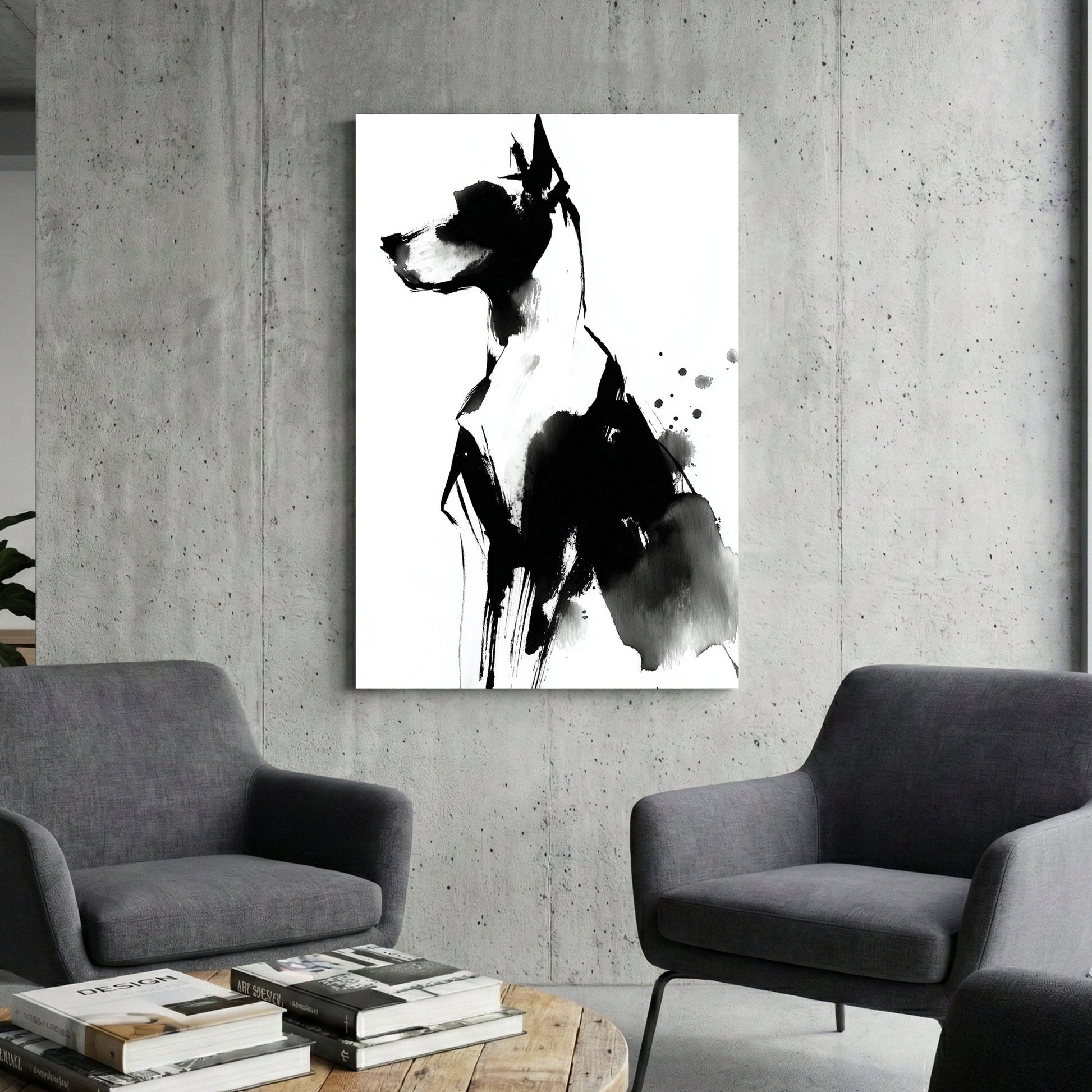 Great Dane dog sketch ink portrait with expressive line work wall art print