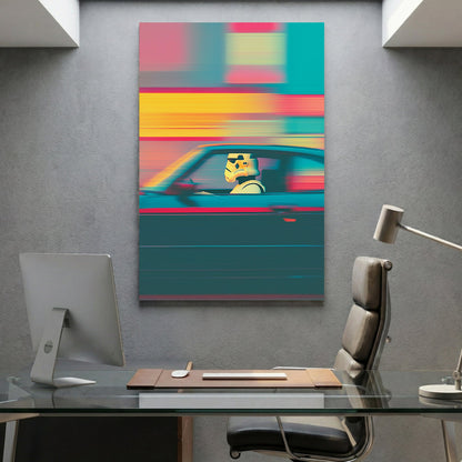 Stormtrooper glitch effect pop art with retro neon colours wall art print