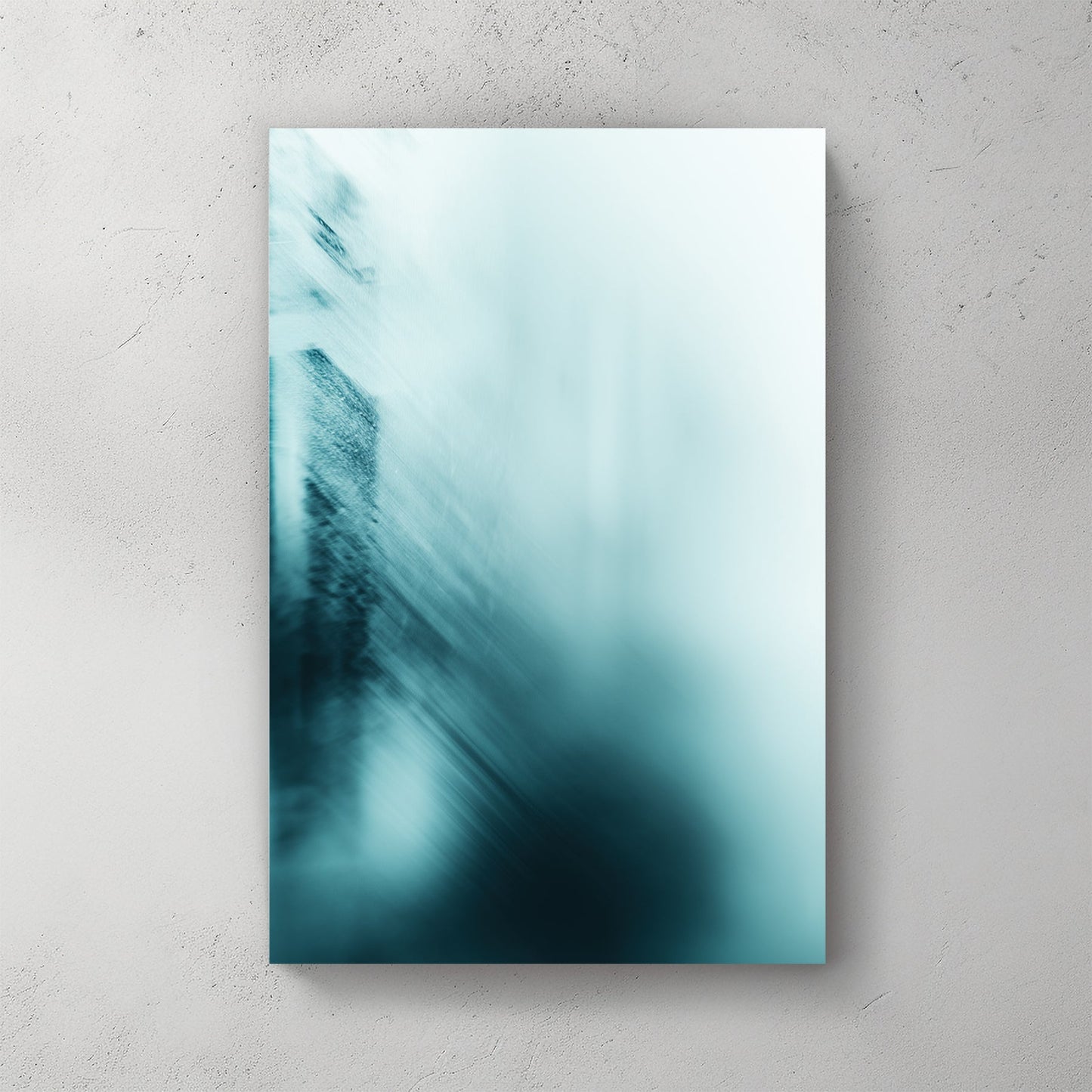 Minimalist architectural landscape with blue and teal abstract lines wall art print