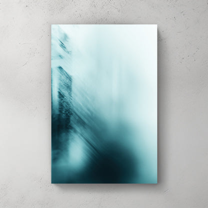 Minimalist architectural landscape with blue and teal abstract lines wall art print