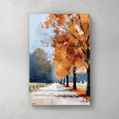 Autumn landscape with orange trees oil painting scenic wall art print